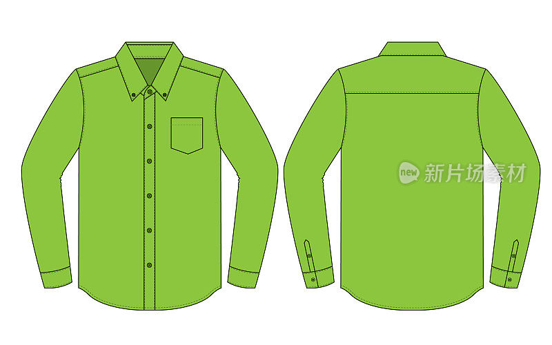 Green Long Sleeve Uniform Shirt Vector for Template